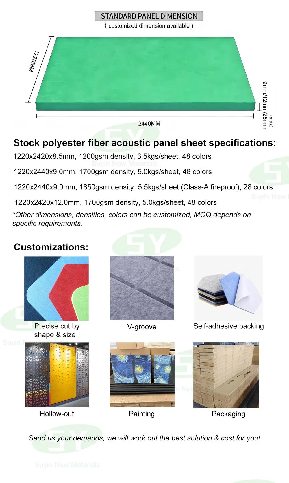 Polyester Fiber Eco-friendly Acoustic Wall Panels for Sound Absorbing Interior Wall Decoration