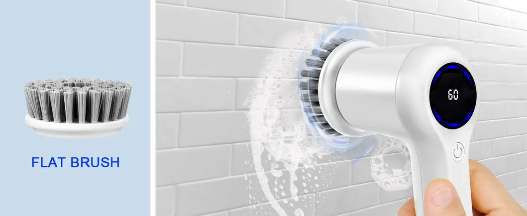 OEM Electric Spin Scrubber with Battery Level Display 2 Speeds Electric Cleaning Brush
