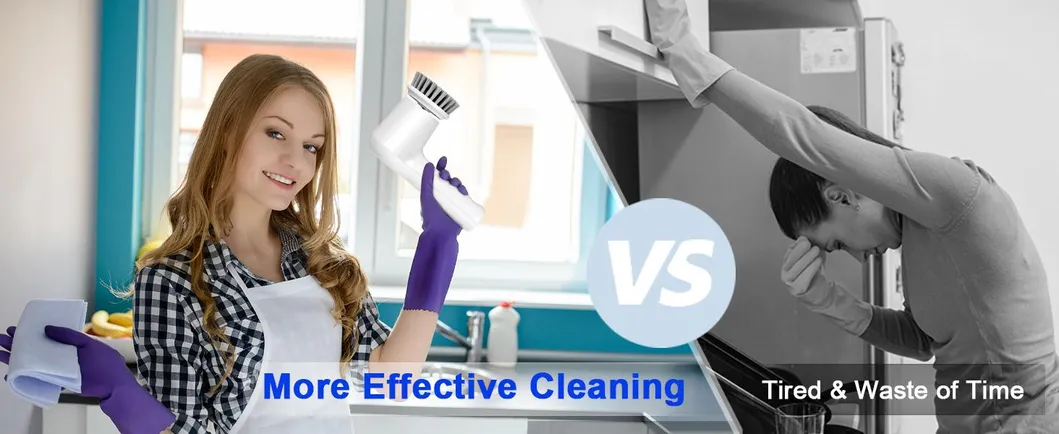 OEM Electric Spin Scrubber with Battery Level Display 2 Speeds Electric Cleaning Brush