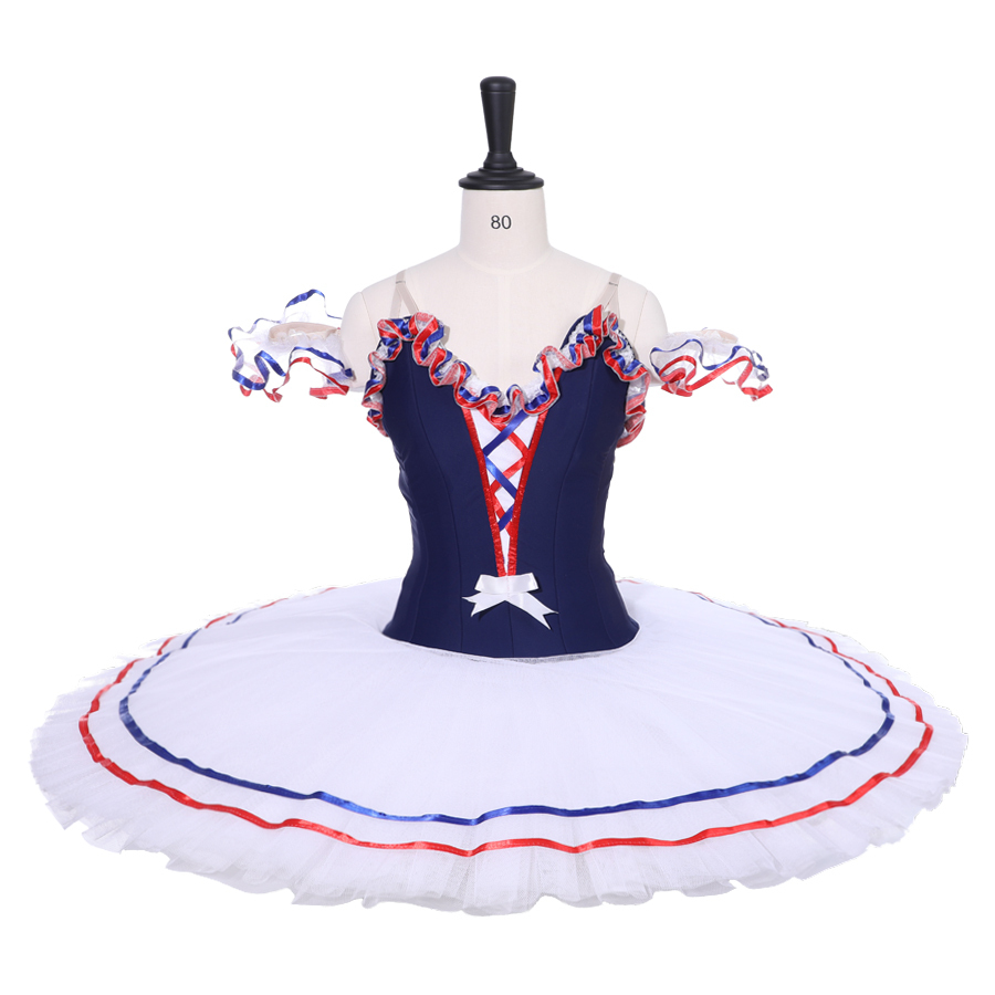 Professional Ballet Tutus Girls Pancake Swan Dress Classical Performance Harlequinade blue