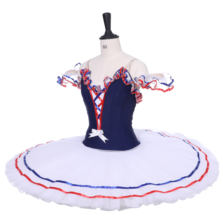 Professional Ballet Tutus Girls Pancake Swan Dress Classical Performance Harlequinade blue