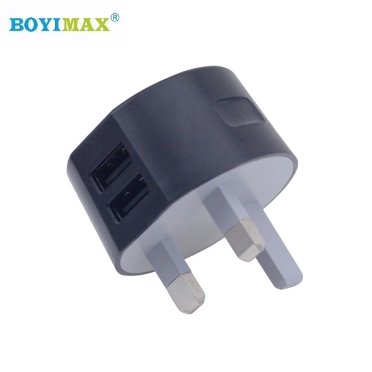 2019 universal Dual USB 5V 2.A wall charger 3 pin home charger made in china-BYH8