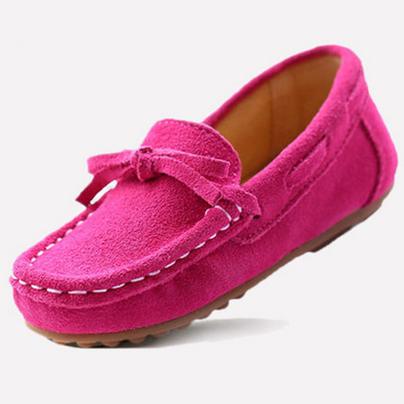 KISFLY Slipon Leather Flat Oxford Shoes for Little Big Girls Kids Rose Red