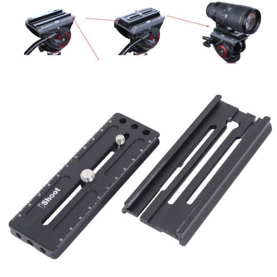 iShoot Arca Fit Quick Release Plate +Adapter for Manfrotto Gitzo Tripod Fluid Head Hydraulic Head Gear Head 3D Head Ball Head