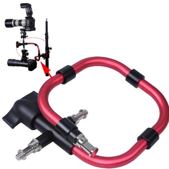 Red Support Arm Camera Holder Flash Bracket for Manfrotto MA050A Snake Arm Tripod Panning Ball Head Light Stand - Load 3-5kg
