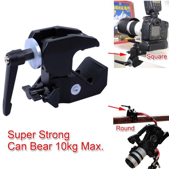 Universal Strong Metal Crab Clamp Pliers Camera Holder for Tripod Light Stand Boom 5cm Round Pipes 3cm Square Tubes Max. 10kg