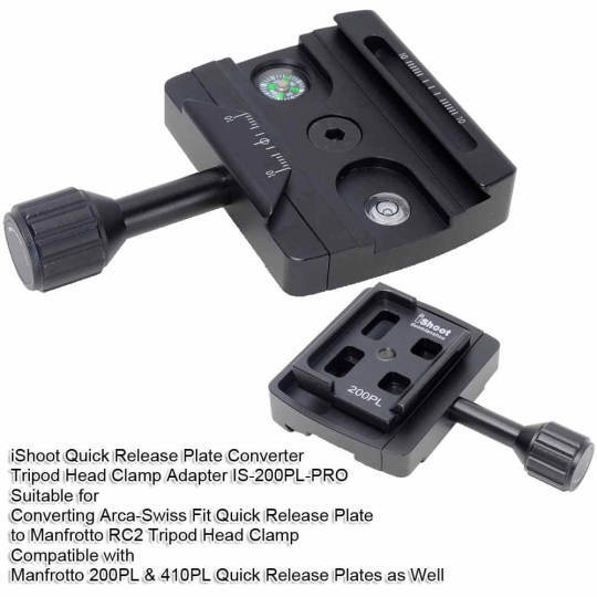 Adapter Quick Release Plate Converter Suitable for Converting Arca-Swiss QR Plate to Manfrotto RC2