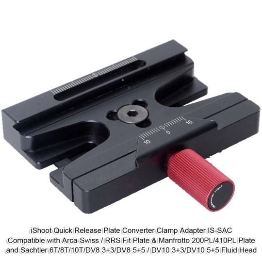 Quick Release Plate Converter Clamp Adapter for Arca-Swiss Fit Plate Manfrotto 200PL/410PL Sachtler Fluid Head