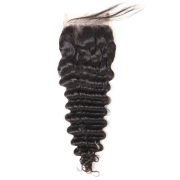 Deep Wave Natural Color Brazilian Remy Human Hair Closure 4X4 Lace Closure 4X4LCHA-09