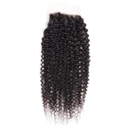 Kinky Curly Natural Color Brazilian Remy Human Hair Closure 4X4 Lace Closure 4X4LCHA-07