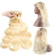 #613 Blonde Body Wave Remy Human Hair Bundles With 360 Lace Frontal Closure JCXT-114