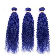 Blue Kinky Curly Remy Human Hair Weave Bundles Colored Hair Weft XTHW-20