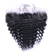 Deep Wave Natural Color Brazilian Remy Human Hair Lace Frontal Closure 13X4 13X4LCHA-02