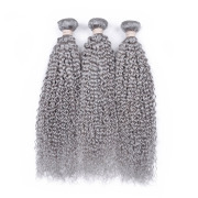 Grey Kinky Curly Remy Human Hair Weave Bundles Colored Hair Weft XTHW-02