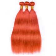 Orange Red Straight Remy Human Hair Weave Bundles Colored Hair Weft XTHW-93