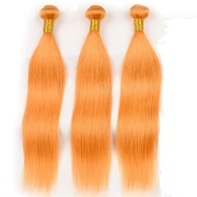 Orange Straight Remy Human Hair Weave Bundles Colored Hair Weft XTHW-89