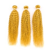 Yellow Kinky Curly Remy Human Hair Weave Bundles Colored Hair Weft XTHW-103