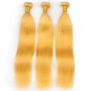 Yellow Straight Remy Human Hair Weave Bundles Colored Hair Weft XTHW-90
