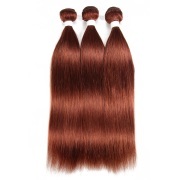 #33 Dark Auburn Straight Remy Human Hair Weave Bundles Colored Hair Weft XTHW-117