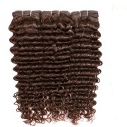 #4 Medium Brown Deep Wave Remy Hair Weave Bundles Colored Hair Weft XTHW-121