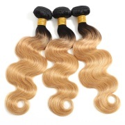 #T 1B/27 Honey Blonde Body Wave Two Tone Hair Bundles Remy Human Hair Weft XTHW-115