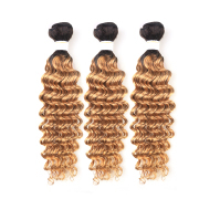 #T 1B/27 Honey Blonde Deep Wave Two Tone Hair Bundles Remy Human Hair Weft XTHW-70