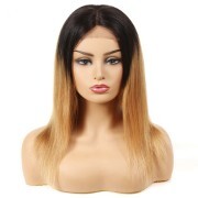 #T 1B/27 Honey Blonde Straight Ombre Wigs Remy Human Hair Lace Front Full Lace Wigs SLD-70