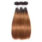 #T 1B/30 Medium Auburn Straight Two Tone Hair Bundles Remy Human Hair Weft XTHW-41