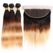 #T 1B/4/27 Straight Ombre Colored Hair Weaves With Lace Frontal 13X4 JCXT-218