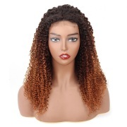 #T 1B/4/30 Kinky Curly Ombre Wigs Remy Human Hair Lace Front Full Lace Wigs SLD-140