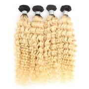 #T 1B/613 Blonde Deep Wave Dark Root Hair Bundles Remy Human Hair Weft XTHW-39