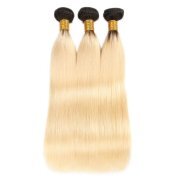 #T 1B/613 Blonde Straight Dark Root Hair Bundles Remy Human Hair Weft XTHW-37
