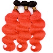 #T 1B/Orange Red Body Wave Two Tone Hair Bundles Remy Human Hair Weft XTHW-61