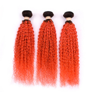 #T 1B/Orange Red Kinky Curly Two Tone Hair Bundles Remy Human Hair Weft XTHW-23