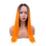 #T 1B/Orange Straight Ombre Wigs Remy Human Hair Lace Front Full Lace Wigs SLD-49
