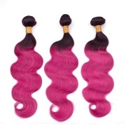 #T 1B/Rose Red Body Wave Two Tone Hair Bundles Remy Human Hair Weft XTHW-65