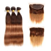 #T 4/30 Straight Ombre Colored Hair Weaves With Lace Frontal 13X4 JCXT-195