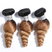 #T 1B/27 Honey Blonde Loose Wave Two Tone Hair Bundles Remy Human Hair Weft XTHW-122