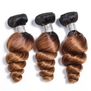 #T 1B/30 Medium Auburn Loose Wave Two Tone Hair Bundles Remy Human Hair Weft XTHW-123