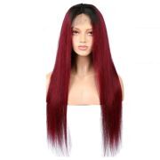 #T 1B/Burgundy Straight Ombre Wigs Remy Human Hair Lace Front Full Lace Wigs SLD-61