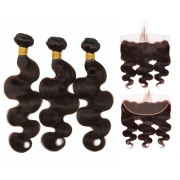 #2 Dark Brown Body Wave Pure Colored Hair Weaves With Lace Frontal 13X4 JCXT-346