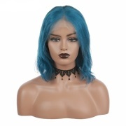 Lake Blue Natural Wave BOB Colored Wigs Remy Human Hair Wigs Lace Front Full Lace Wigs SLD-170