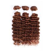 #30 Medium Auburn Deep Wave Remy Human Hair Weave Bundles Colored Hair Weft XTHW-145