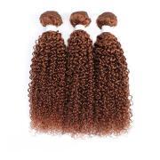 #30 Medium Auburn Kinky Curly Remy Human Hair Weave Bundles Colored Hair Weft XTHW-147