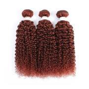 #33 Dark Auburn Kinky Curly Remy Human Hair Weave Bundles Colored Hair Weft XTHW-151