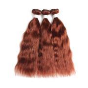 #33 Dark Auburn Natural Wave Remy Human Hair Weave Bundles Colored Hair Weft XTHW-150