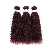 #99J Dark Wine Kinky Curly Remy Human Hair Weave Bundles Colored Hair Weft XTHW-156