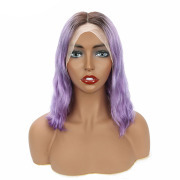 #T 1B/Purple Natural Wave BOB Ombre Wigs Remy Human Hair Lace Front Full Lace Wigs SLD-188