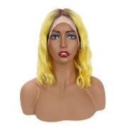 #T 1B/Yellow Natural Wave BOB Ombre Wigs Remy Human Hair Lace Front Full Lace Wigs SLD-191