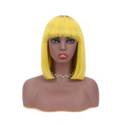 #T 1B/Yellow Straight BOB Ombre Wigs Remy Human Hair Lace Front Full Lace Wigs SLD-177